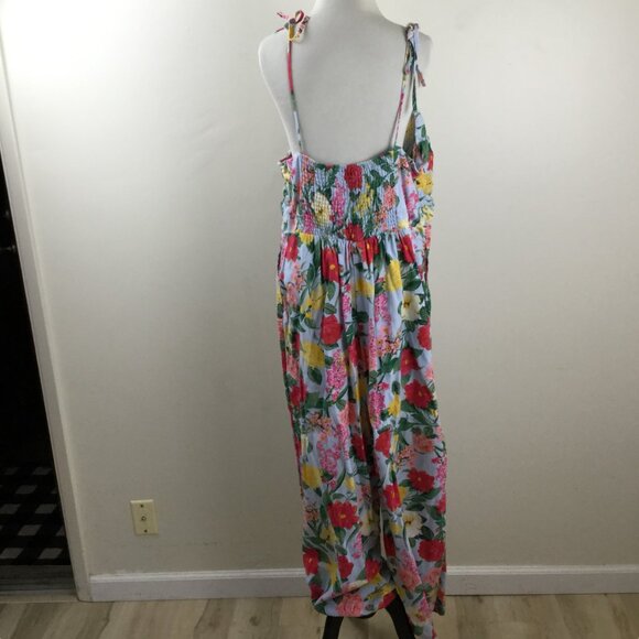 Old Navy Cropped Twist Front Smocked Floral Garden Wide Leg Jumpsuit xl - Picture 6 of 11